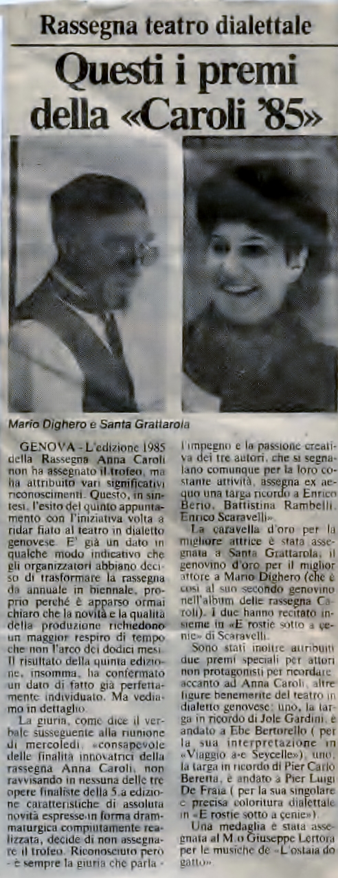 Santa Grattarola riceve il Premio liguria - anno 1977